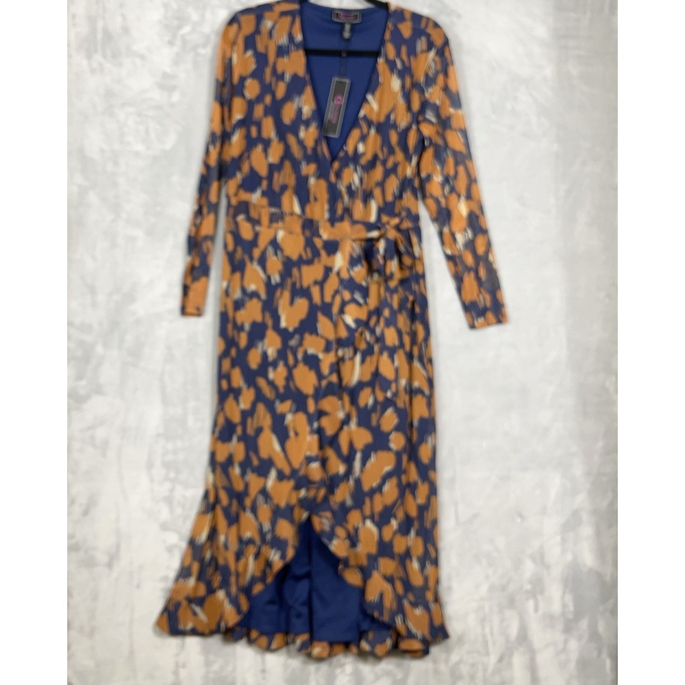 Christian Siriano Women Maxi Wrap Dress MP Blue Floral Ruffle Hem Party Feminine